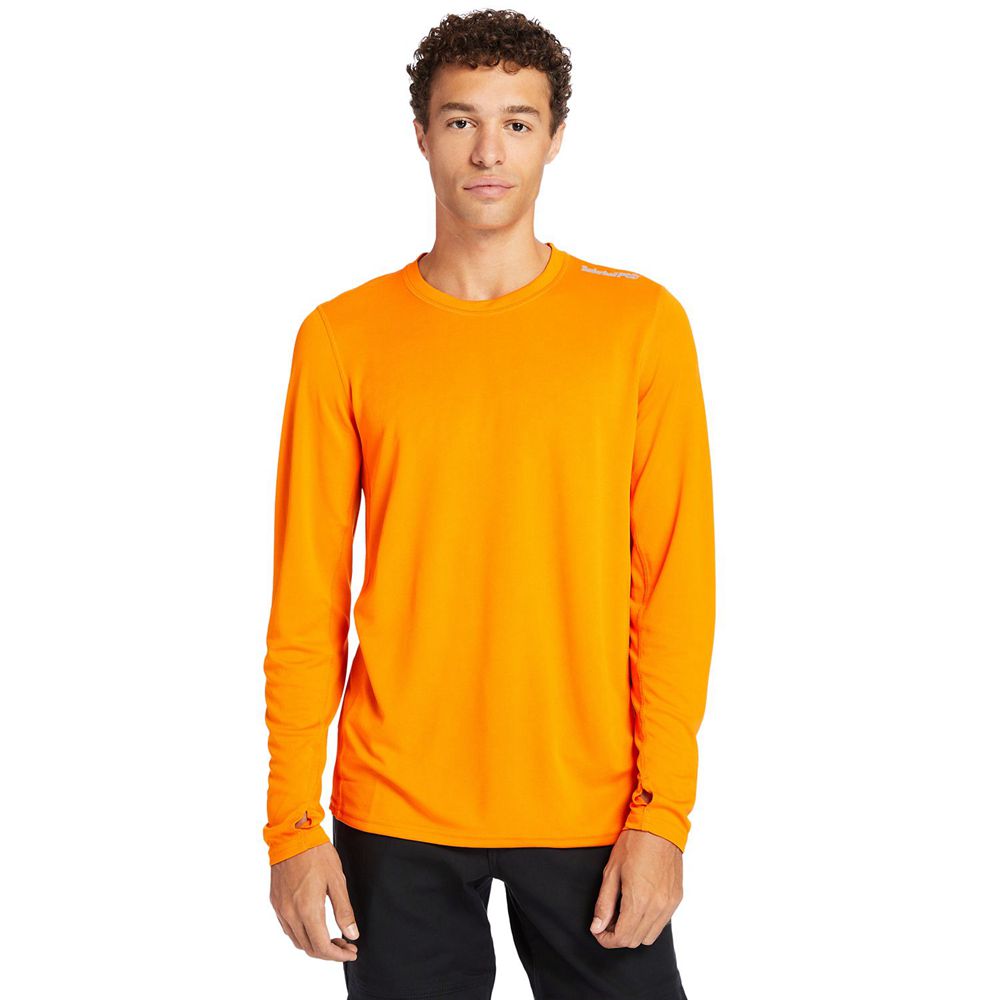 Timberland Mens T-Shirts PRO® Wicking Good Long Sleeve - Orange - India ZC0576812